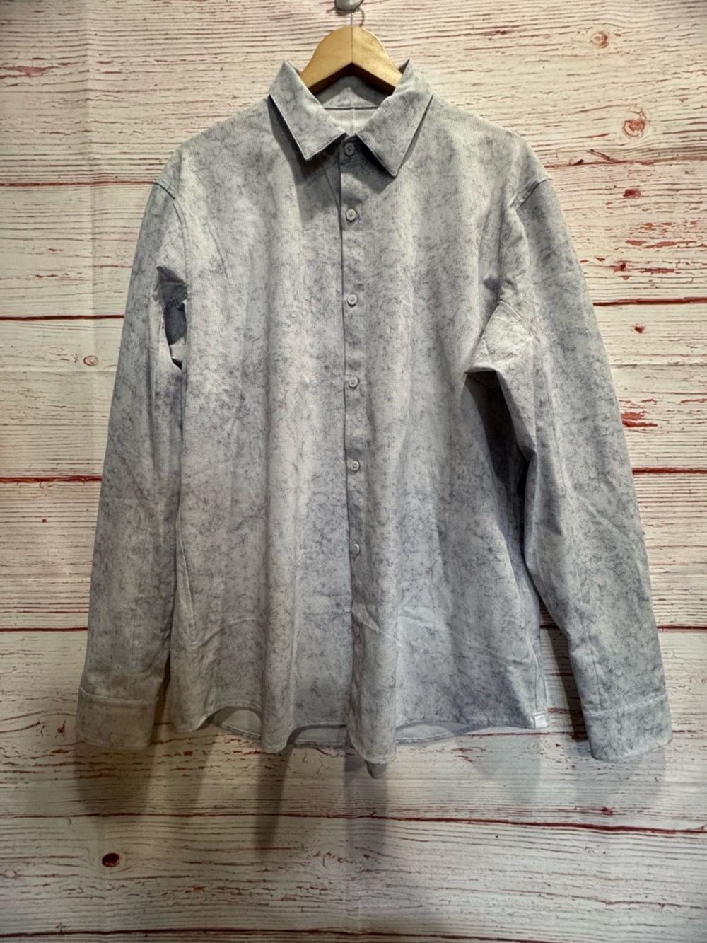 Lululemon Airing Easy Shirt Ventlight Mesh Gravel Dust Alpine White Multi Sz S